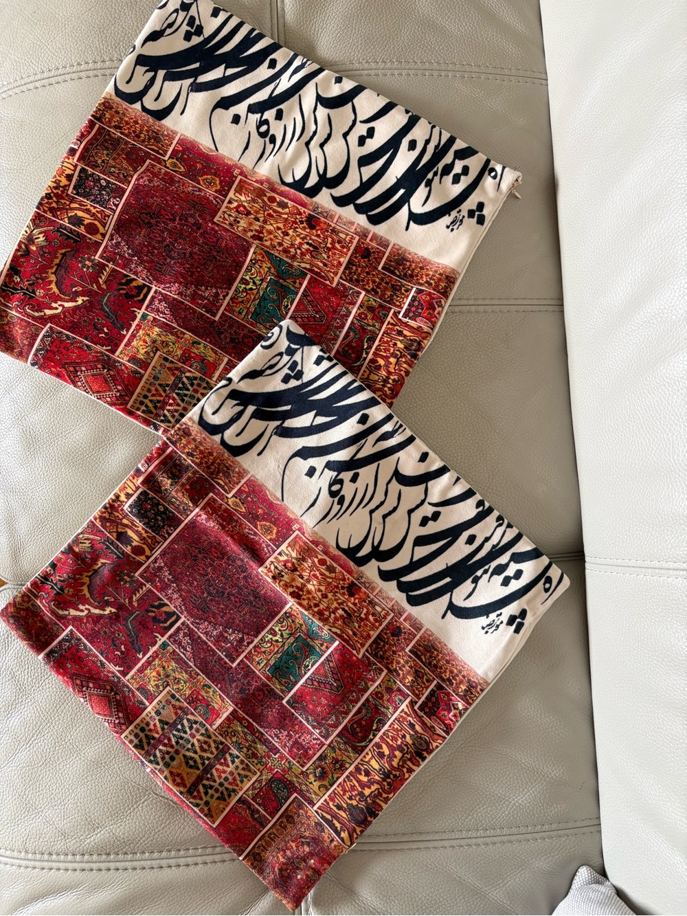 Red & Cream velvet cushion